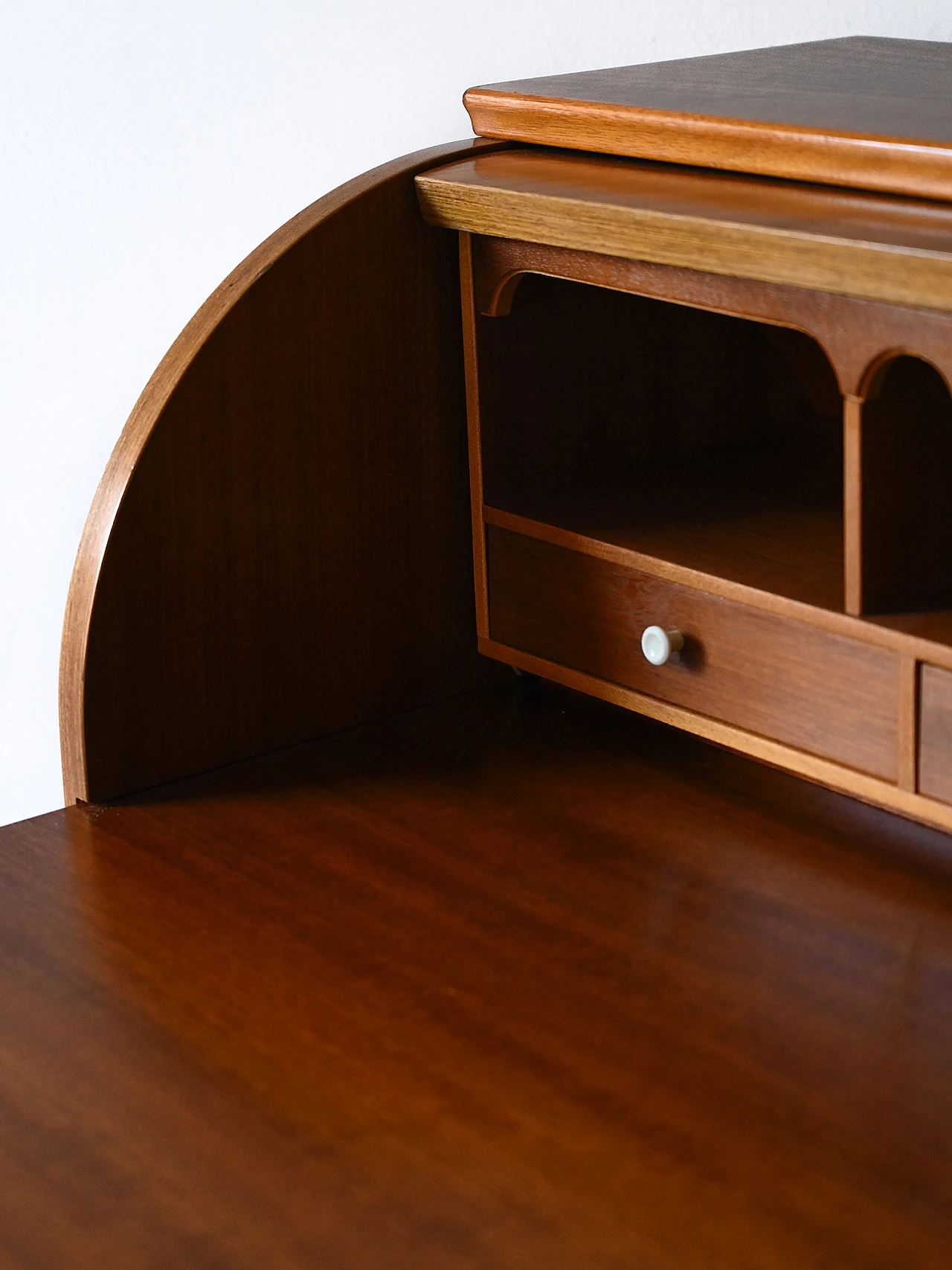 Danish wooden secretaire with metal handles, 1960s 10