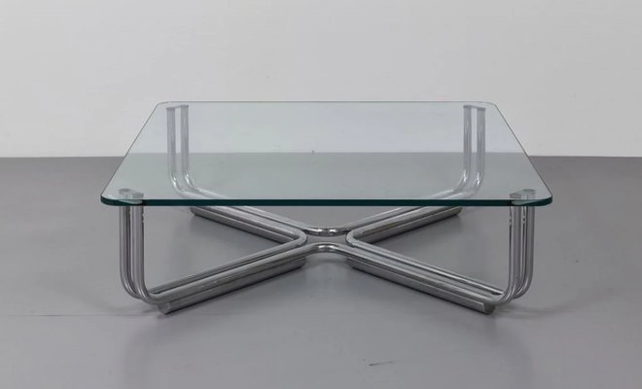 Coffee table 784 in glass & iron by G. Frattini for Cassina, 1960s 1