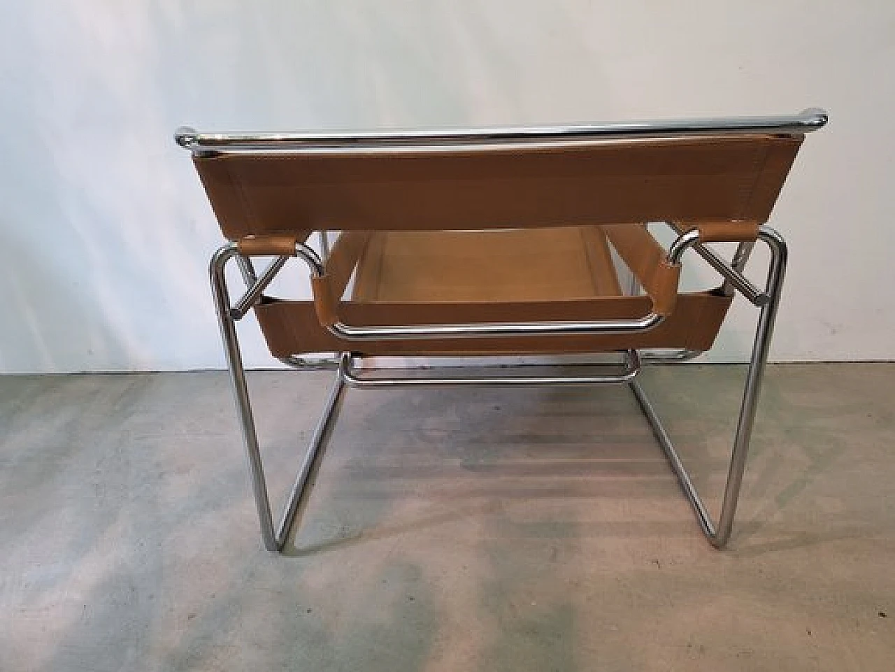 Armchair Wassilly in leather & iron by M. Breuer for Gavina, 1970s 6