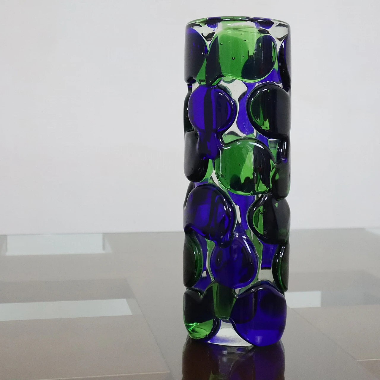 Vaso in vetro blu e verde di Jaroslav Svoboda, anni '80 7