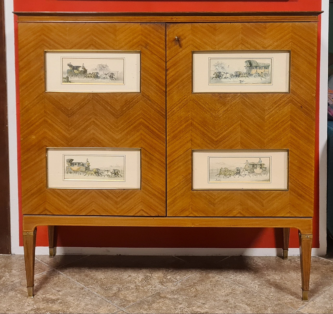 Herringbone rosewood bar cabinet by Paolo Buffa, 1940s 4