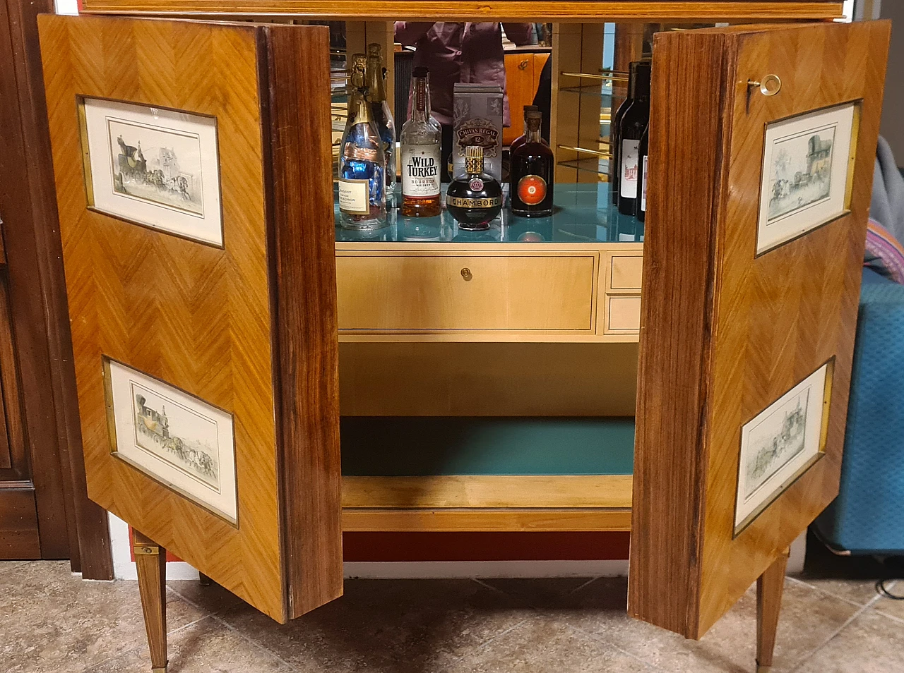 Herringbone rosewood bar cabinet by Paolo Buffa, 1940s 7