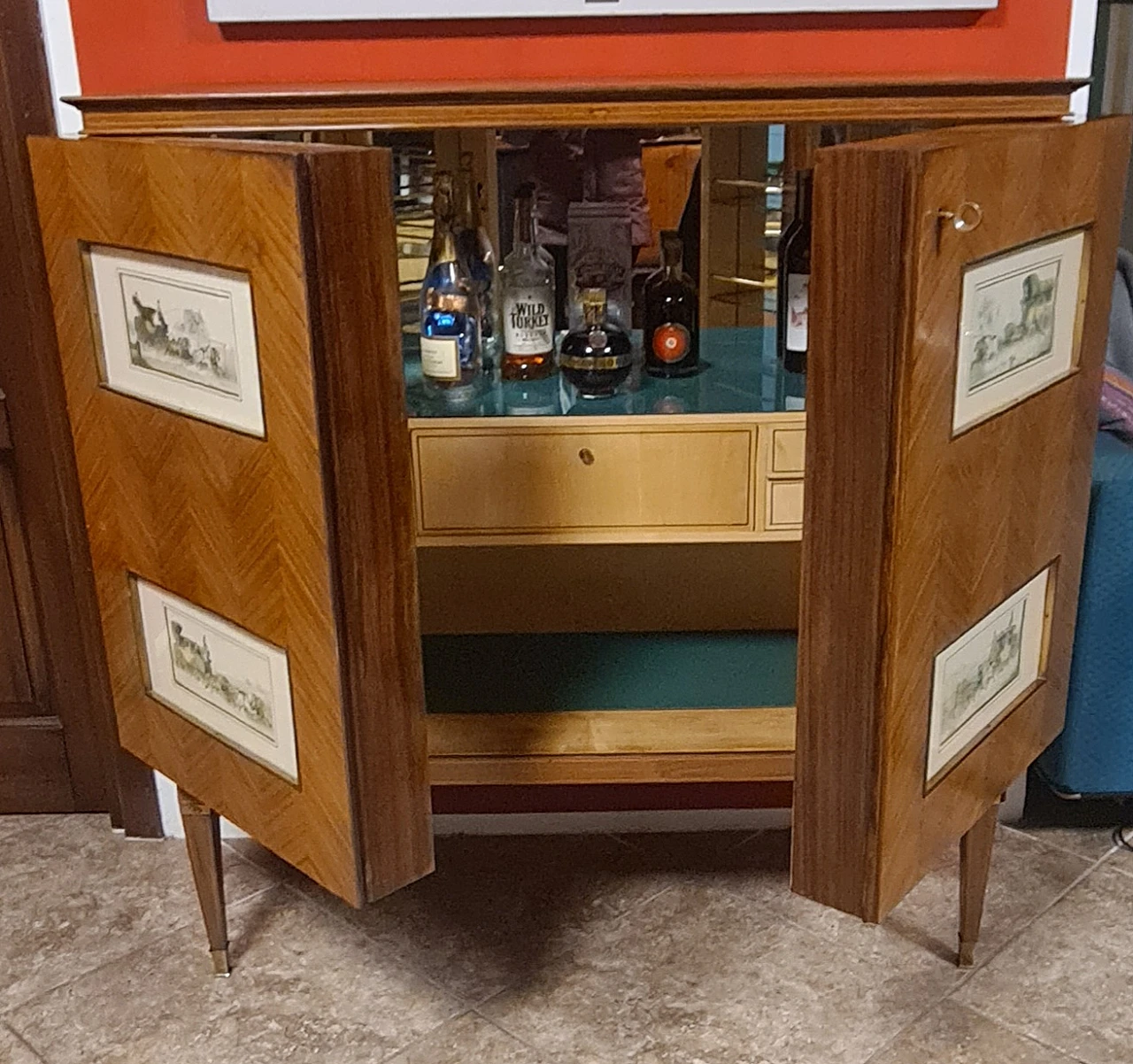 Herringbone rosewood bar cabinet by Paolo Buffa, 1940s 8