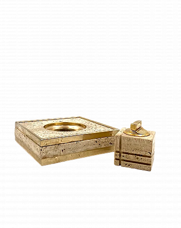 Travertine ashtray and lighter by Cerri Nestore, 1970s