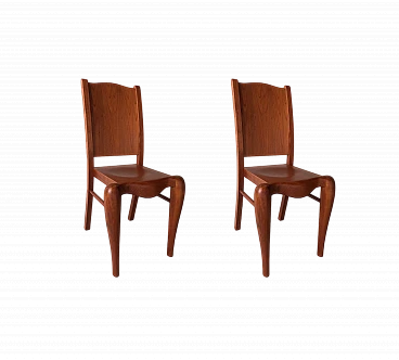 Pair of Placide of Wood chairs by P. Starck for Driade, 1980s