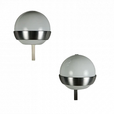 Pair of wall lights in steel & glass by P. G. Crippa for Lumi, 1970s