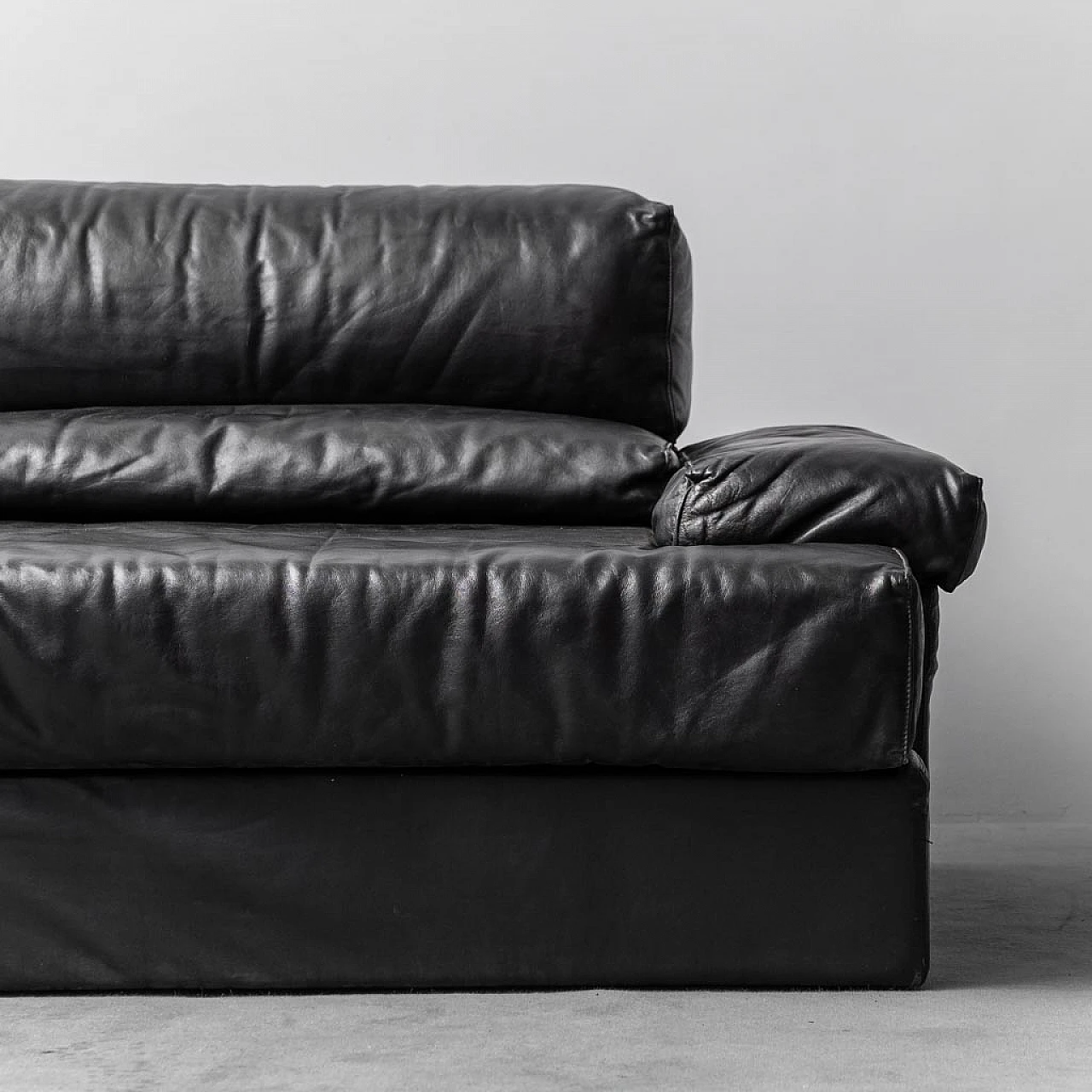 Black leather two-seater modular sofa by Cinova, 1970s 2