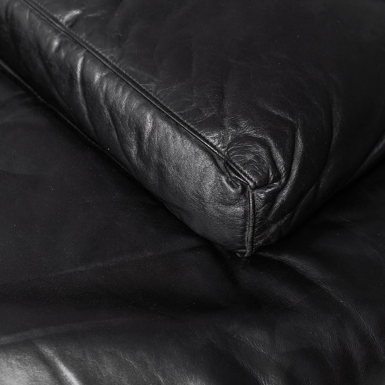 Black leather two-seater modular sofa by Cinova, 1970s 8