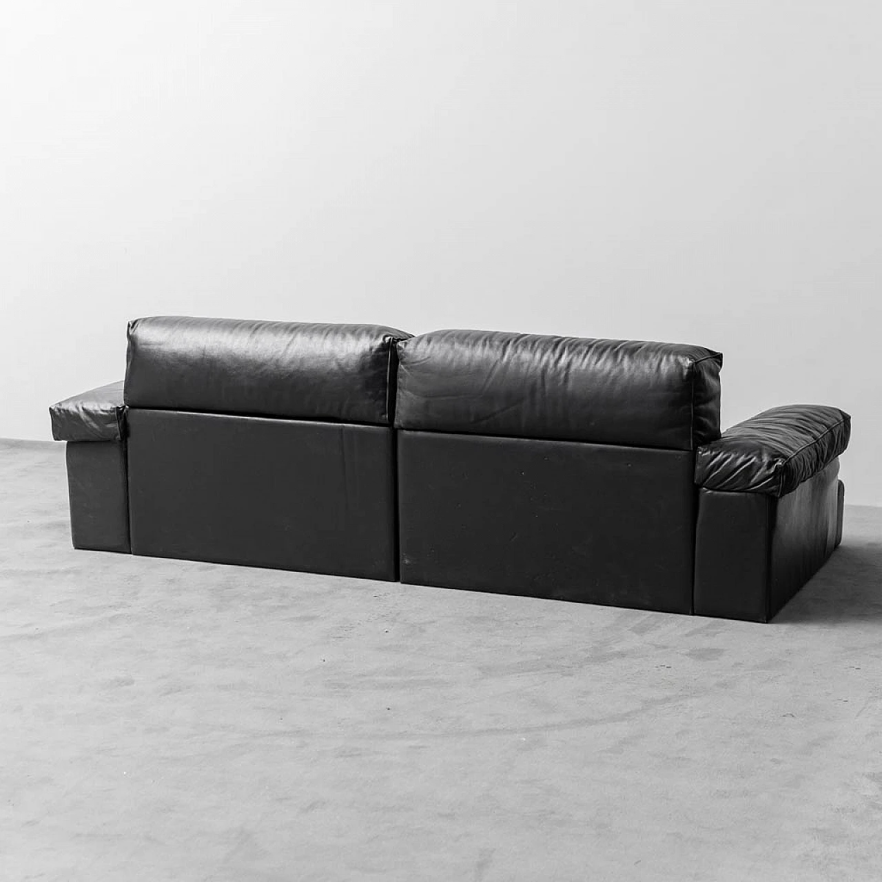 Black leather two-seater modular sofa by Cinova, 1970s 9