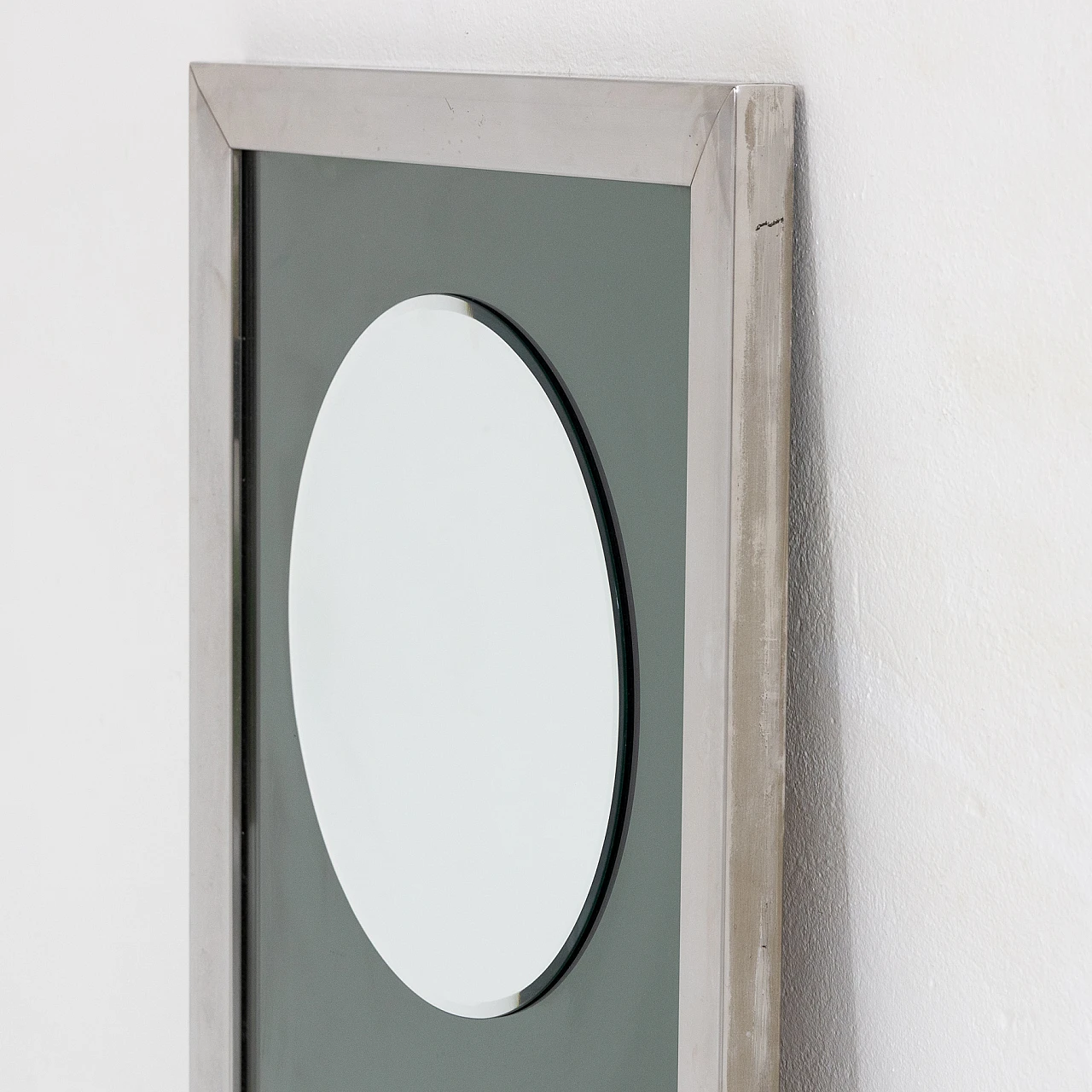 Rectangular chromed metal and glass mirror, 1970s 4