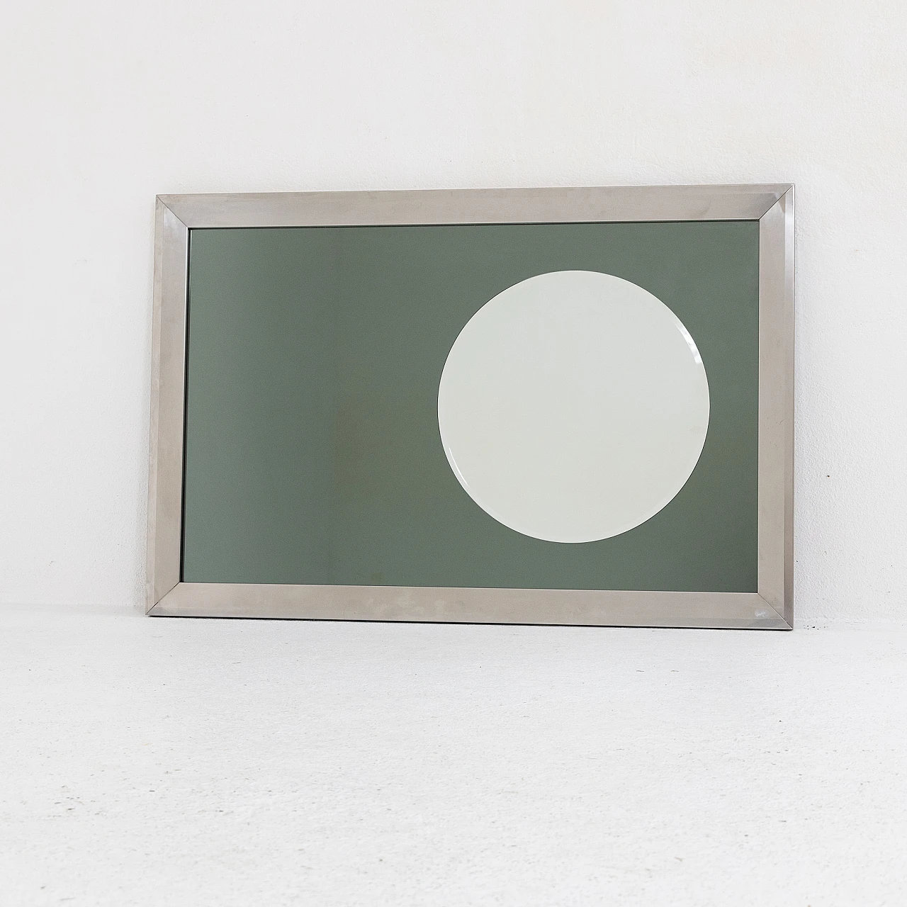 Rectangular chromed metal and glass mirror, 1970s 6