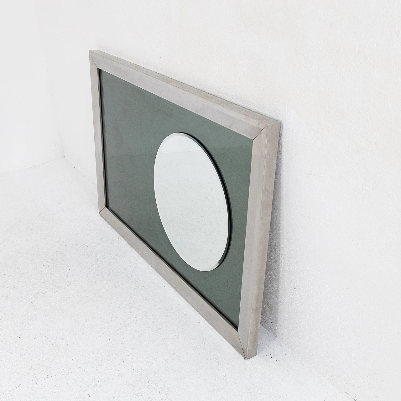 Rectangular chromed metal and glass mirror, 1970s 8