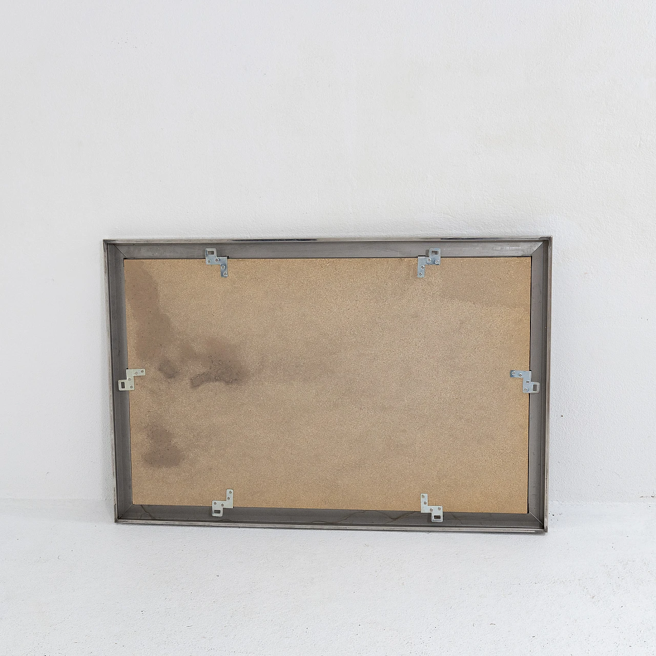 Rectangular chromed metal and glass mirror, 1970s 9