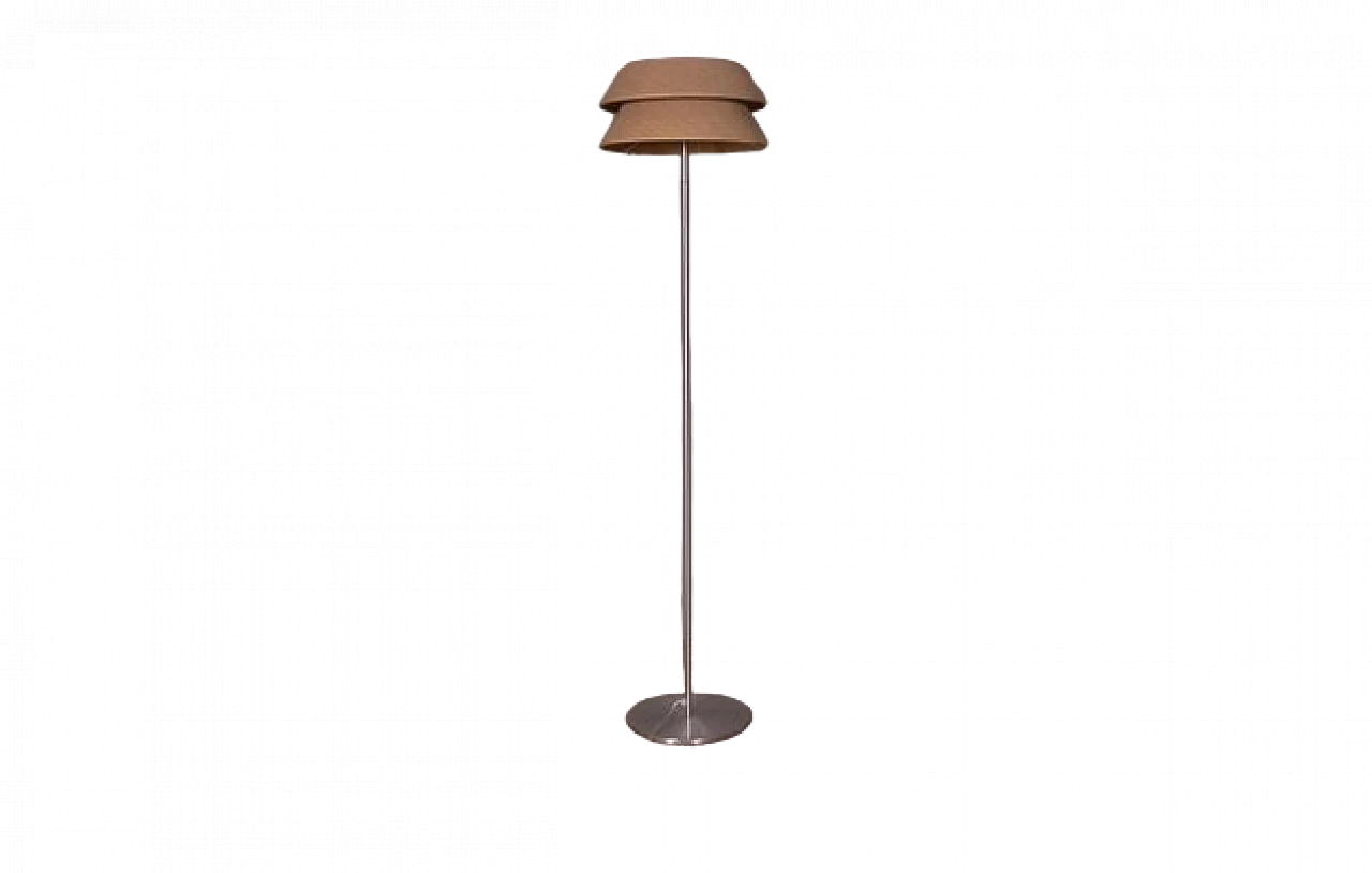 Floor lamp in steel with straw lampshade, 1980s 4