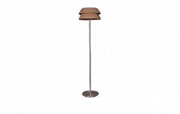 Floor lamp in steel with straw lampshade, 1980s