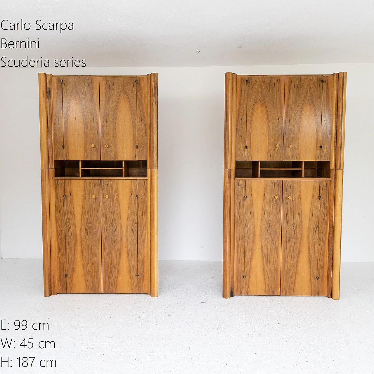 Coppia di credenze Scuderia di Carlo Scarpa per Bernini, anni '70 3