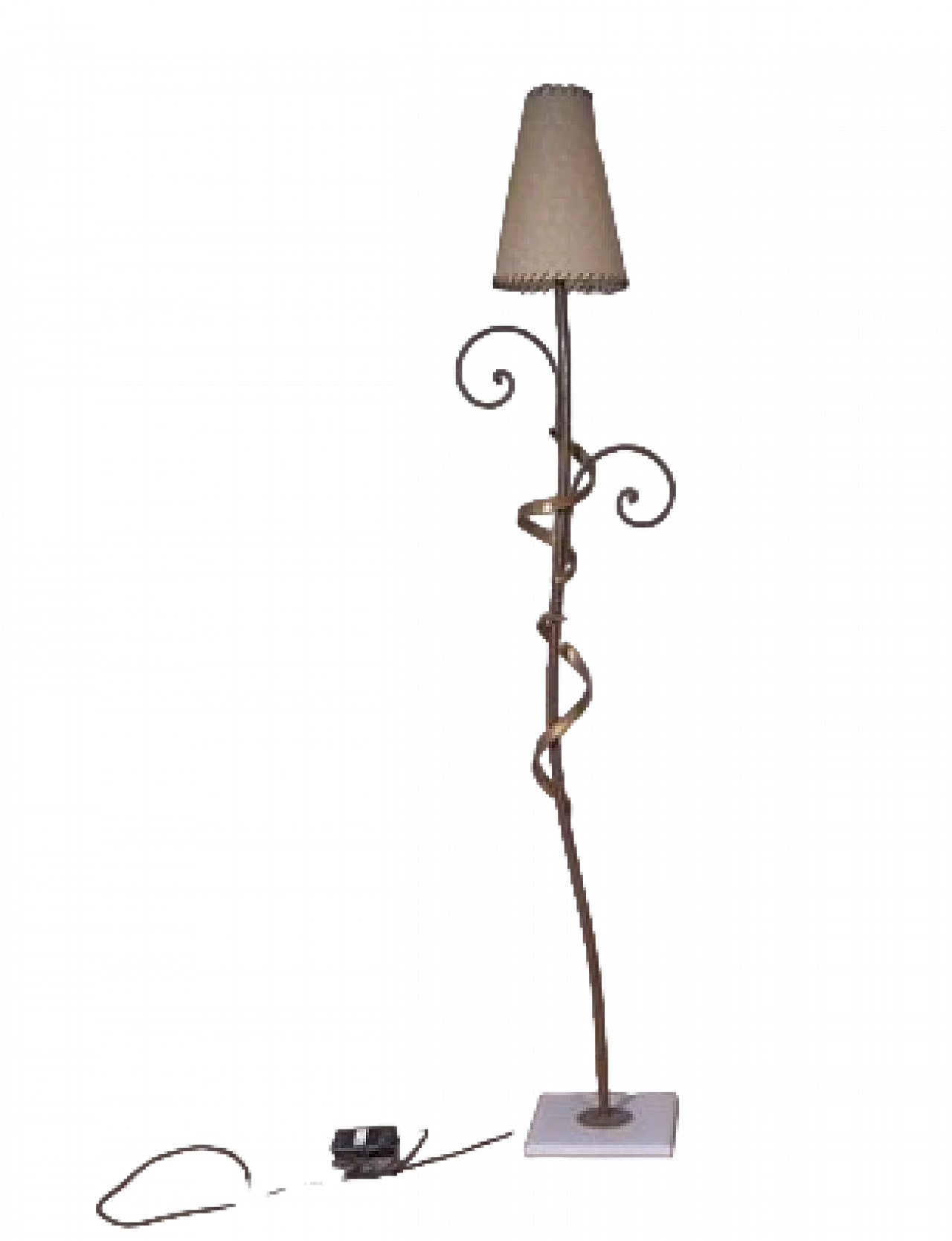 Metal floor lamp with parchment-type lampshade, 1980s 5