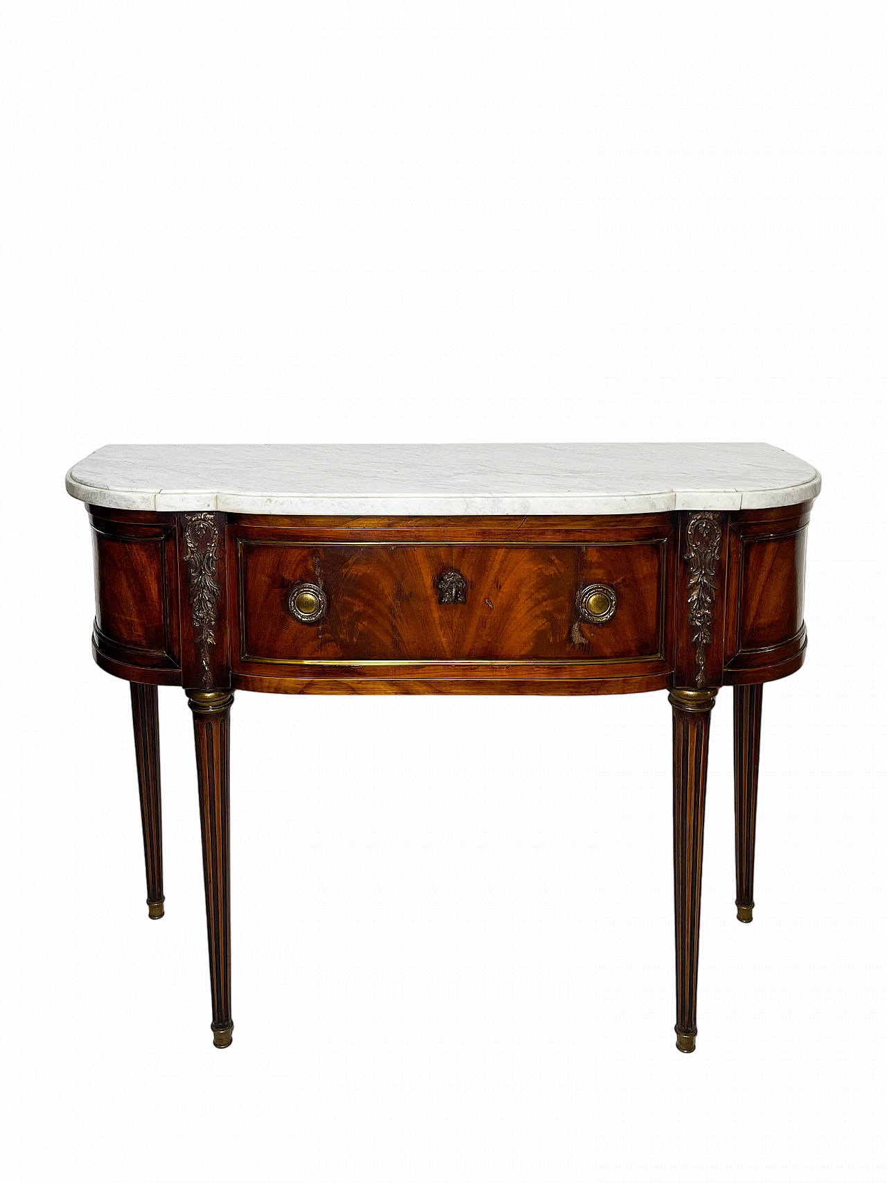 Louis XVI mahogany feather console table, 19th century 30