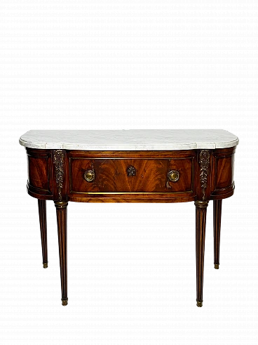 Louis XVI mahogany feather console table, 19th century