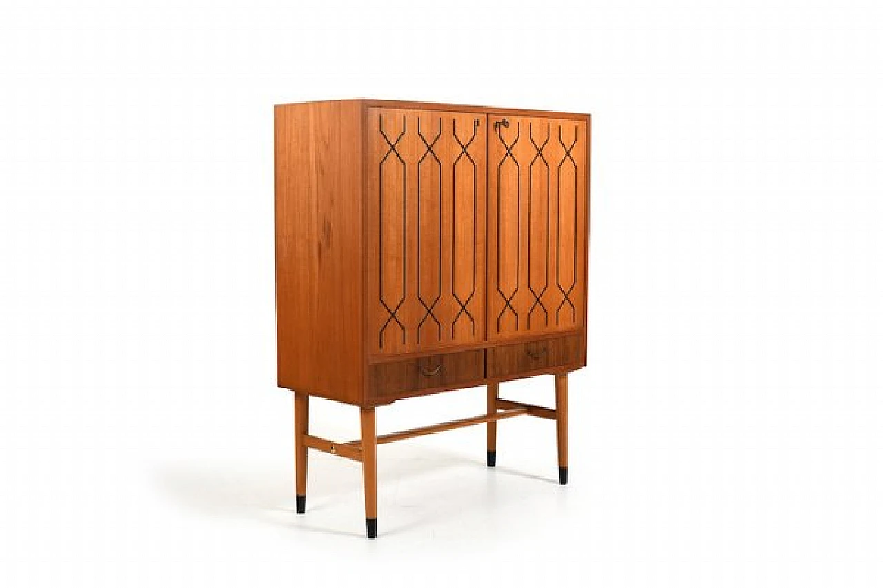 Teak and birch sideboard with black decoration by Ikea, 1950s 1