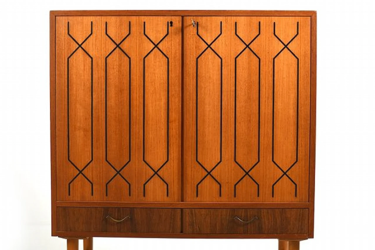 Teak and birch sideboard with black decoration by Ikea, 1950s 4