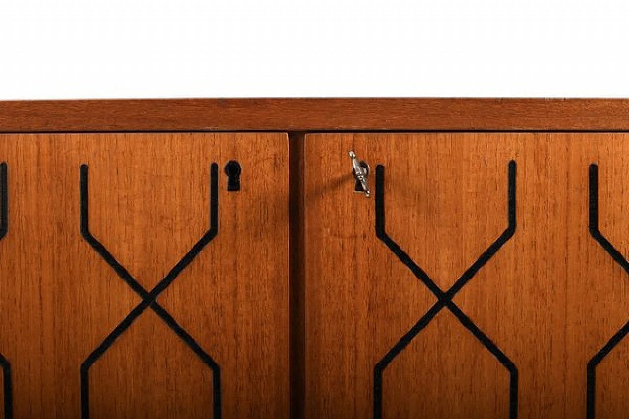 Teak and birch sideboard with black decoration by Ikea, 1950s 5