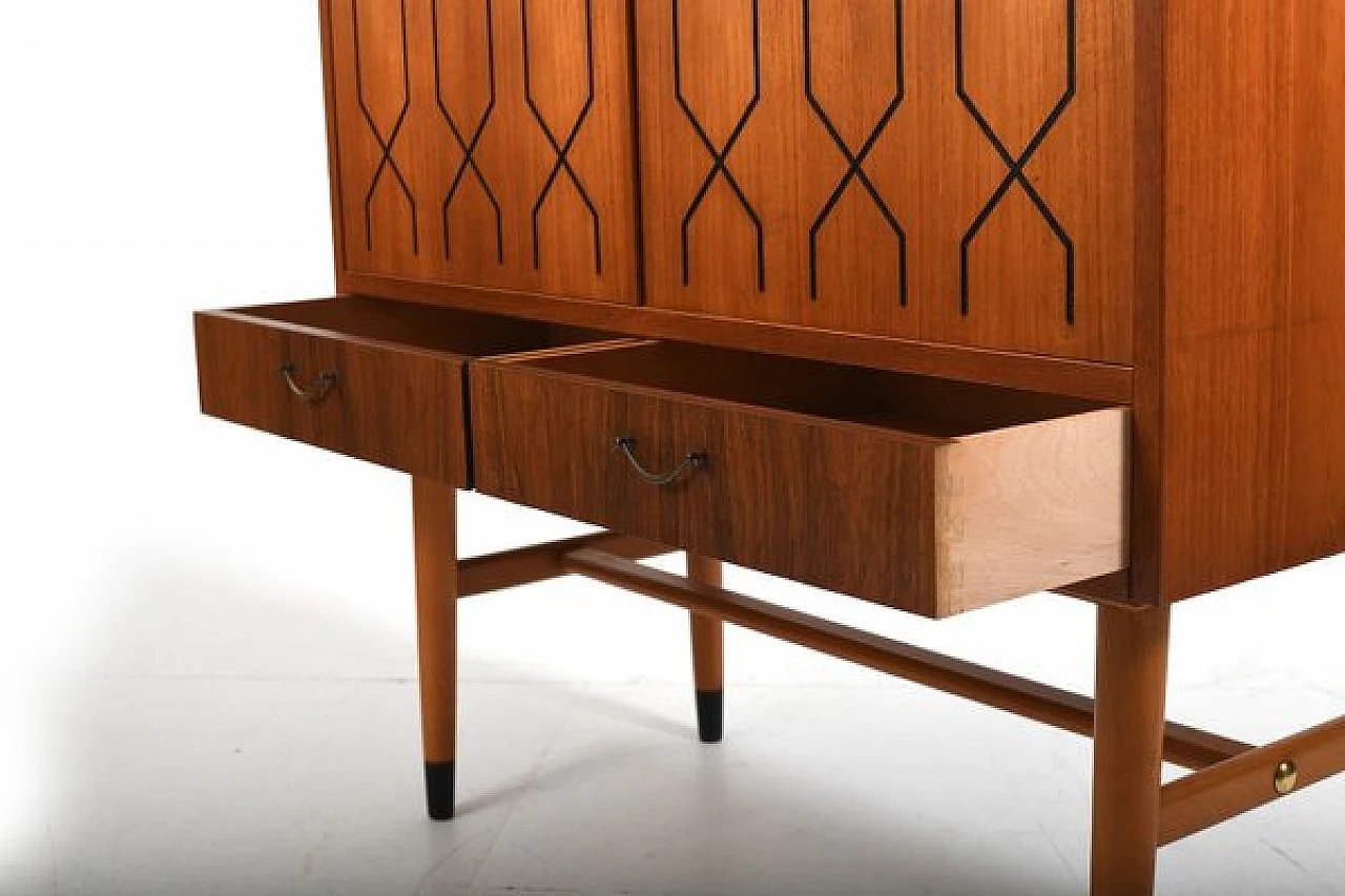 Teak and birch sideboard with black decoration by Ikea, 1950s 8