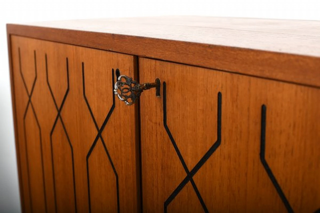 Teak and birch sideboard with black decoration by Ikea, 1950s 9