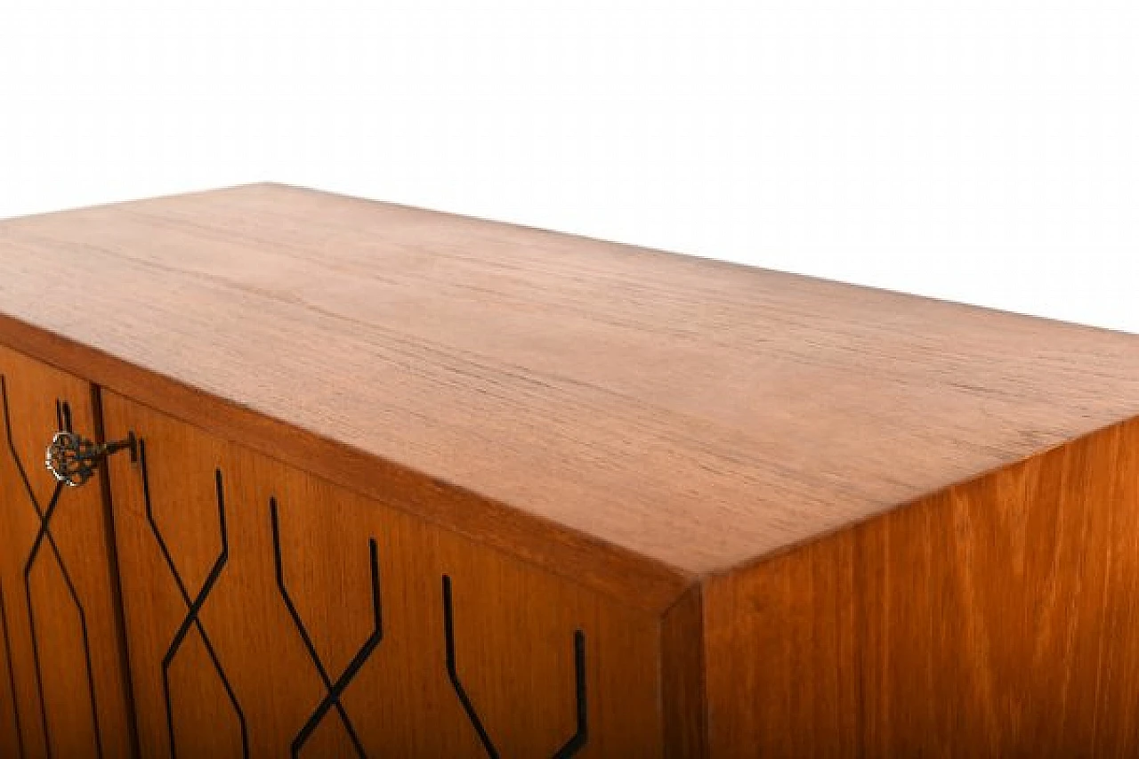 Teak and birch sideboard with black decoration by Ikea, 1950s 10