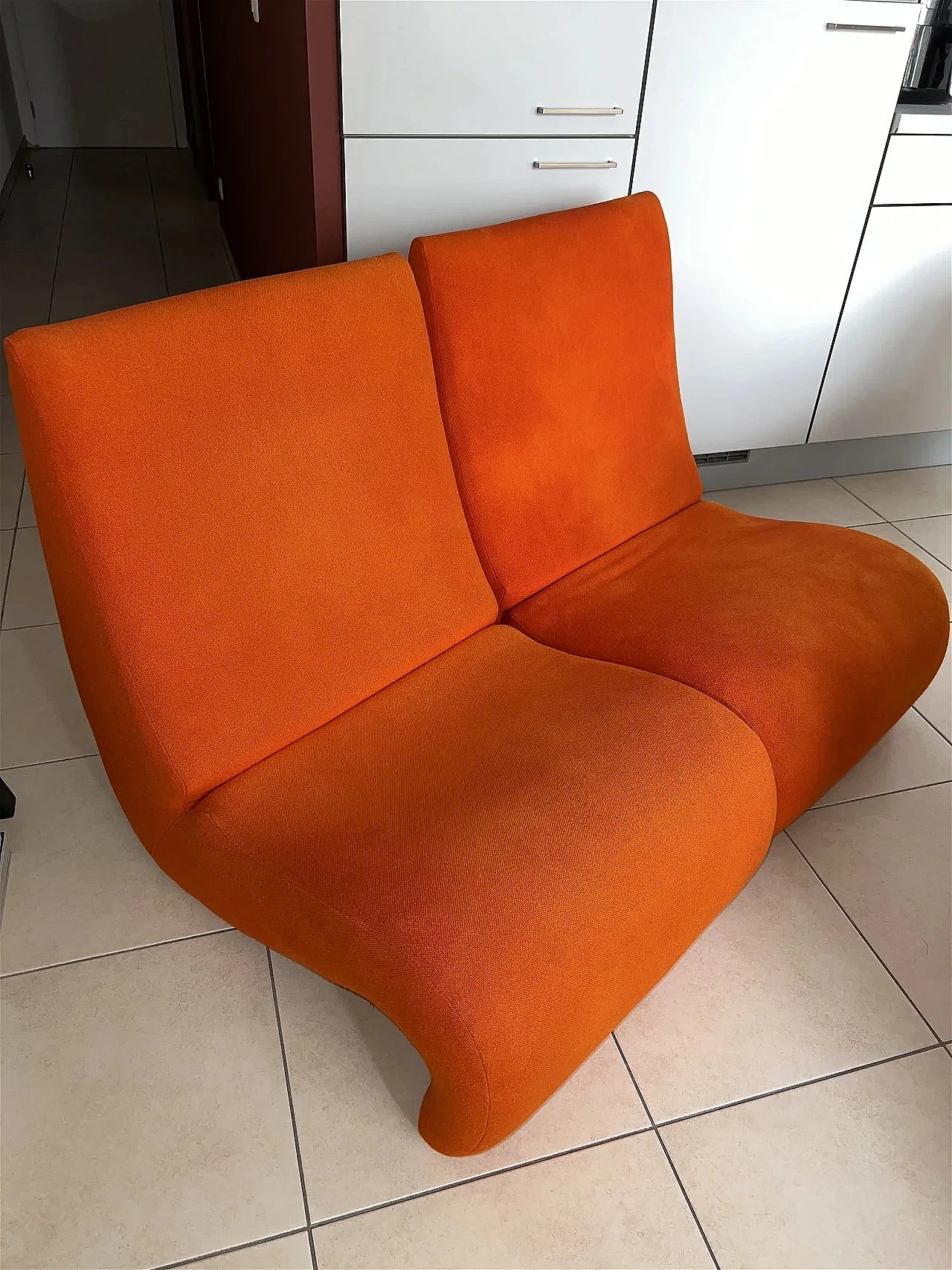 Pair of orange Amoebe armchairs by Verner Panton for Vitra 1