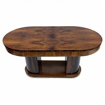 Art Deco walnut and briar-root table, 1940s