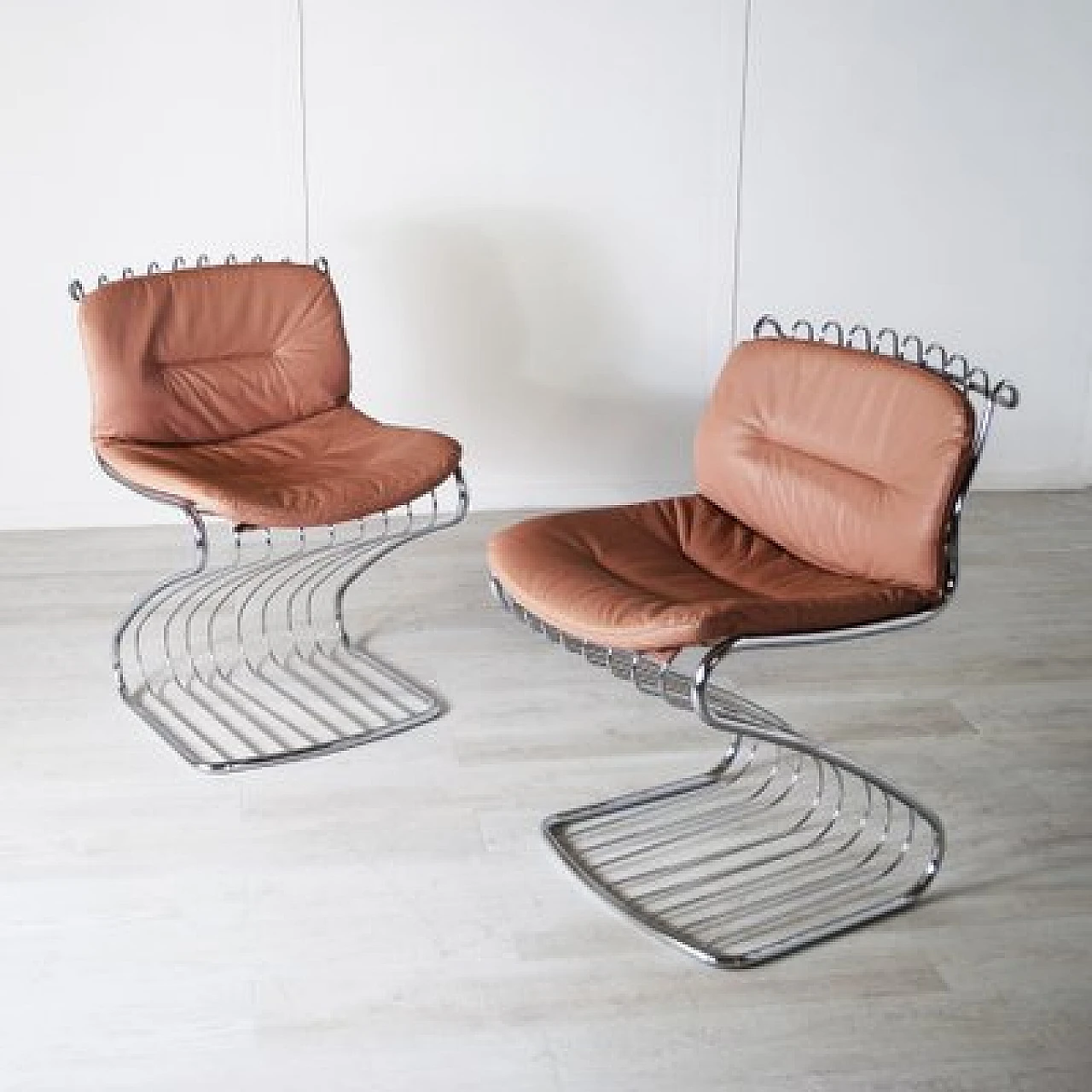 4 Chairs in steel and leather by Gastone Rinaldi for Rima, 1970s 1