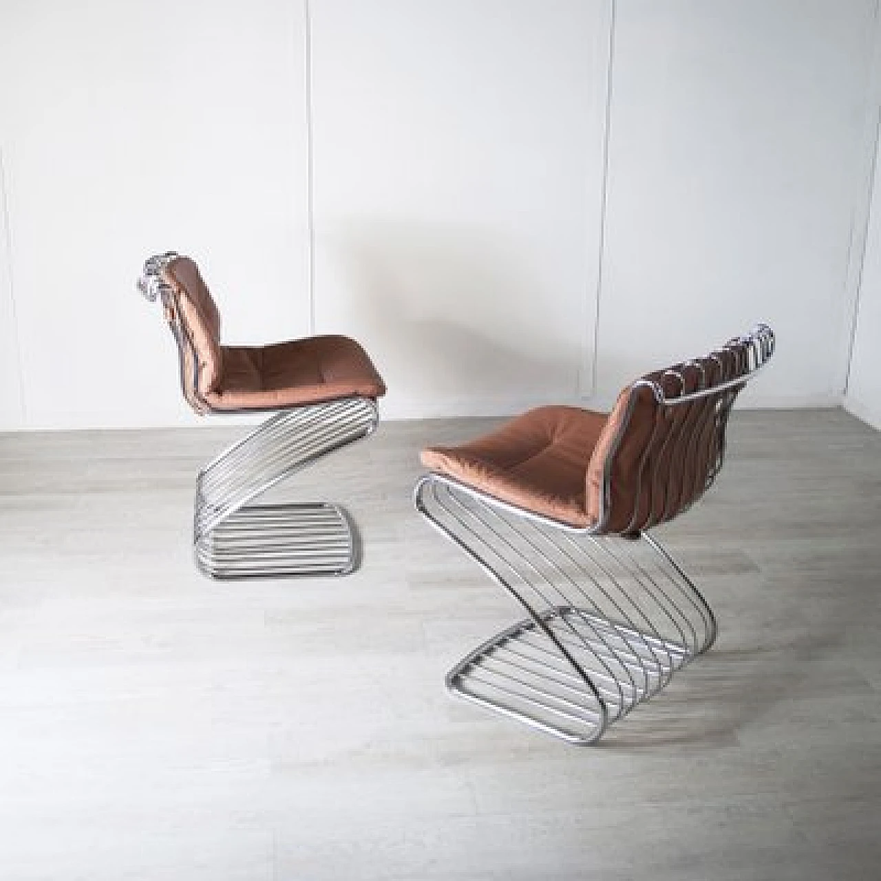 4 Chairs in steel and leather by Gastone Rinaldi for Rima, 1970s 2