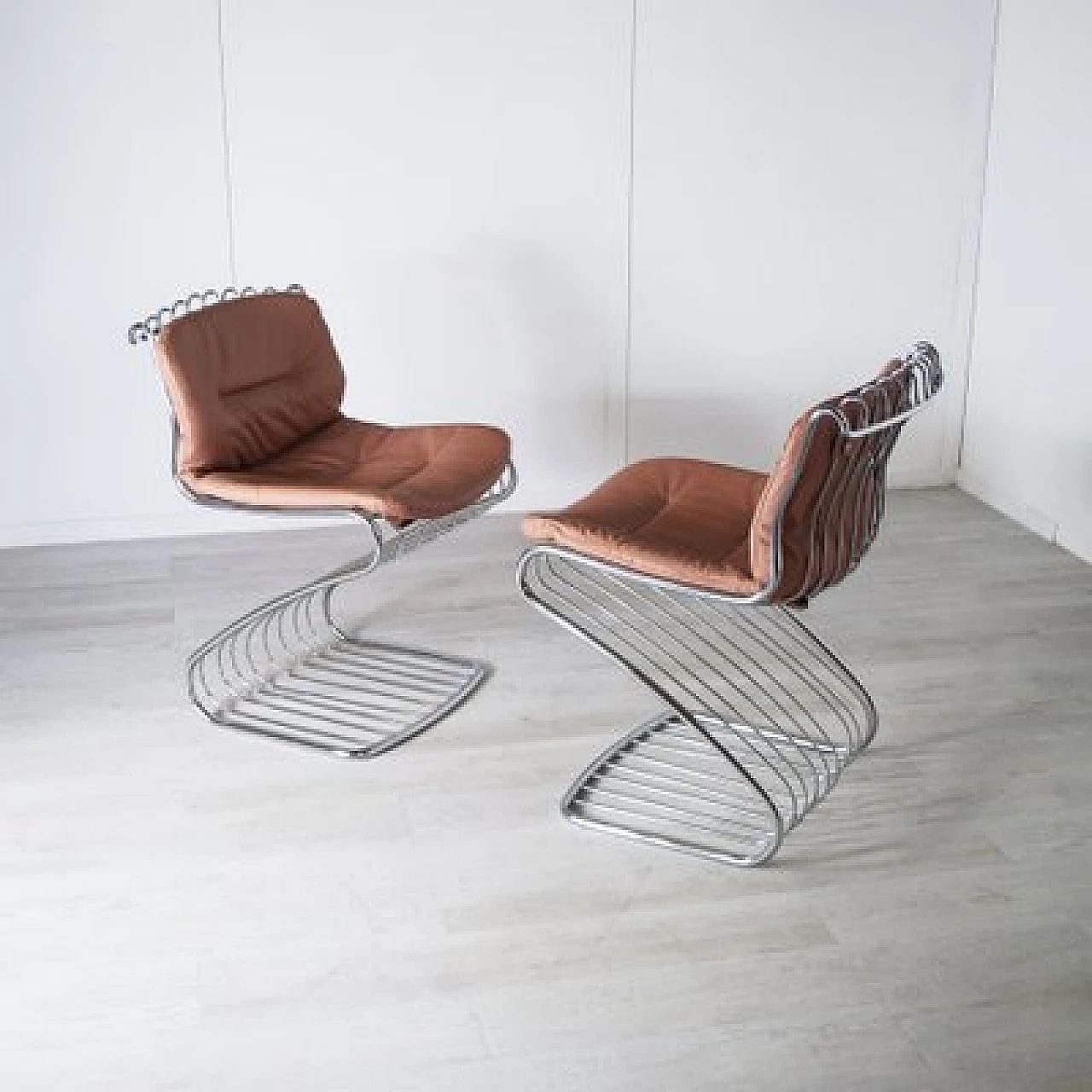 4 Chairs in steel and leather by Gastone Rinaldi for Rima, 1970s 7