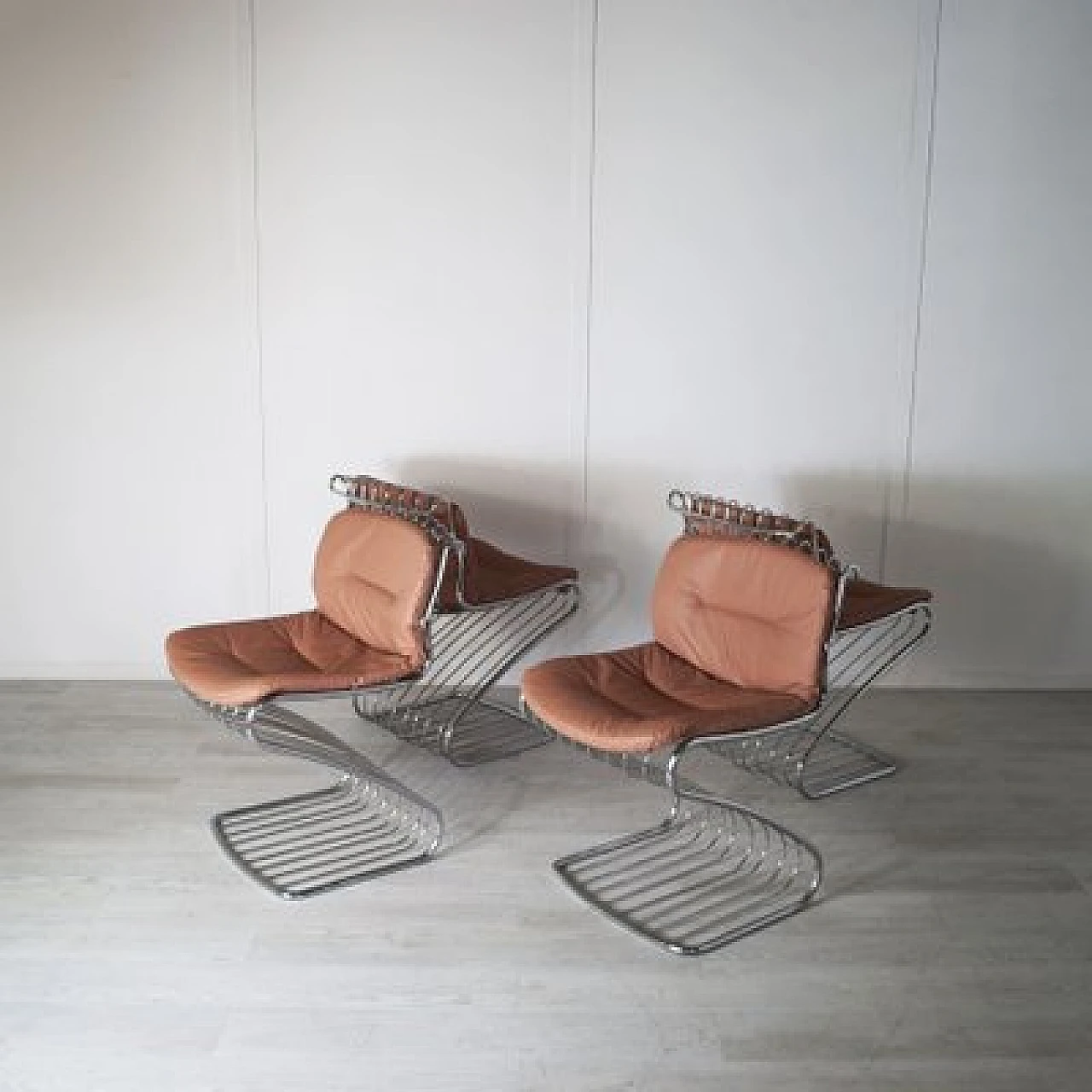 4 Chairs in steel and leather by Gastone Rinaldi for Rima, 1970s 9