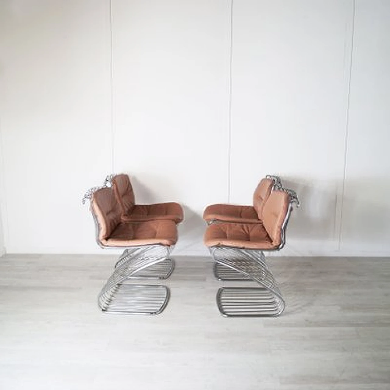 4 Chairs in steel and leather by Gastone Rinaldi for Rima, 1970s 11