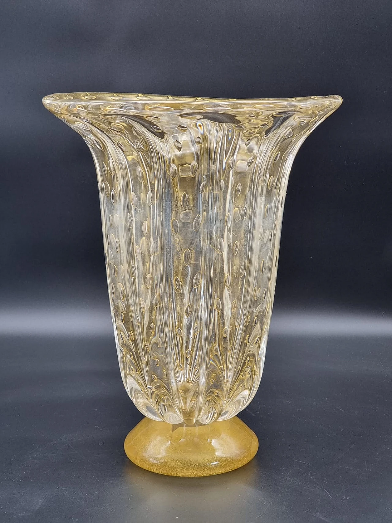 Submerged glass vase with bubble inclusions by Toso, 1960s 3