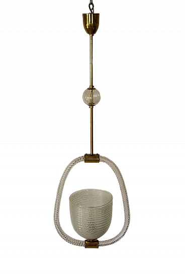 Murano glass Pulegoso chandelier by Barovier & Toso, 1930s