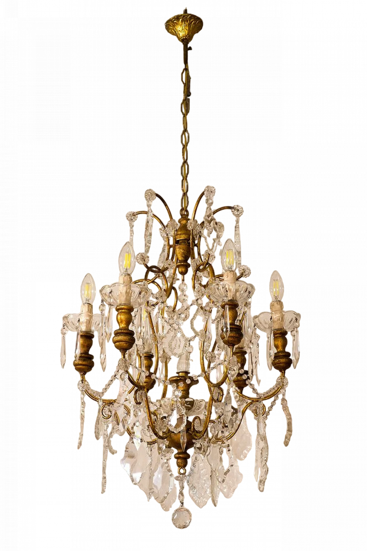 Maria Teresa six-light crystal chandelier, 1940s 12