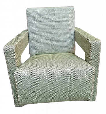 Green and white fabric armchair by Gerrit Rietveld for Cassina