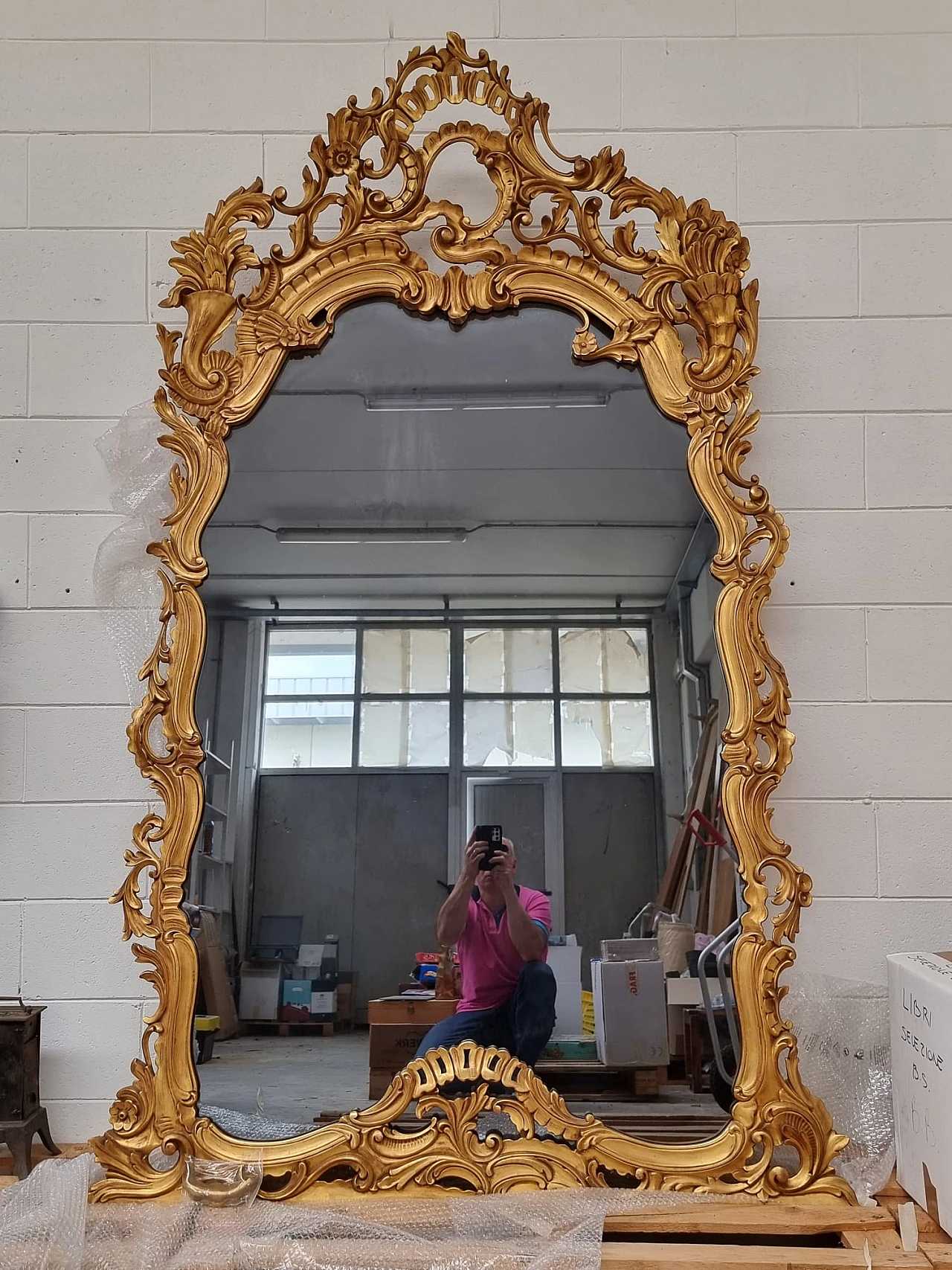 Baroque style carved and gilded wood mirror 1