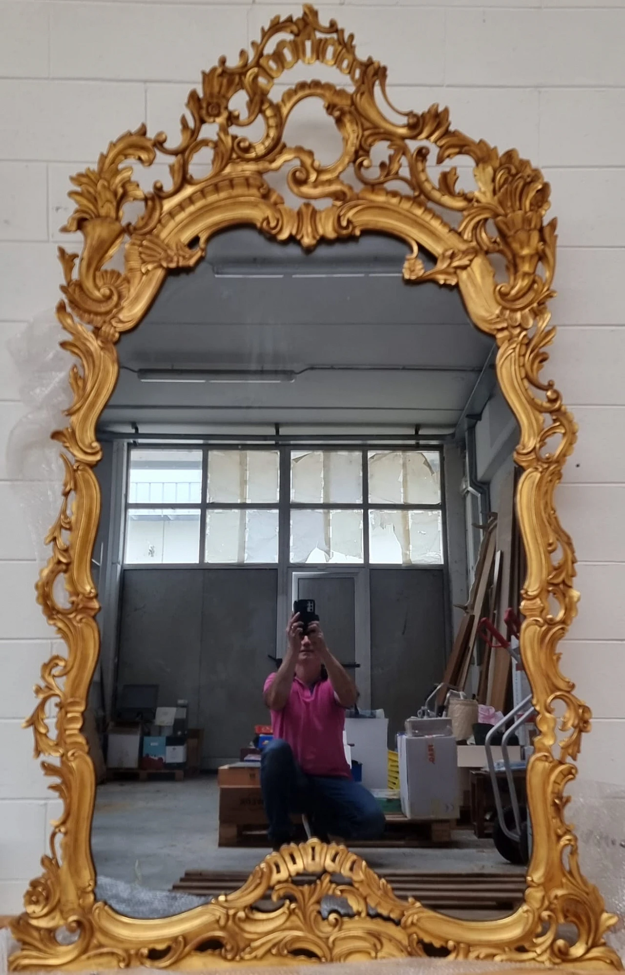 Baroque style carved and gilded wood mirror 4