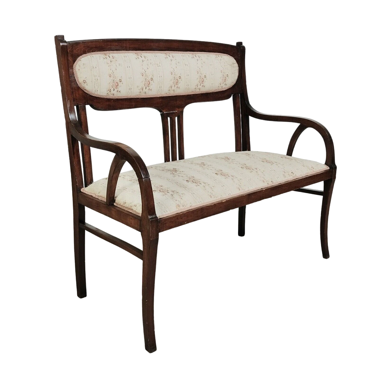 Art Nouveau style wood and fabric sofa 2