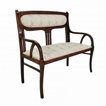 Art Nouveau style wood and fabric sofa