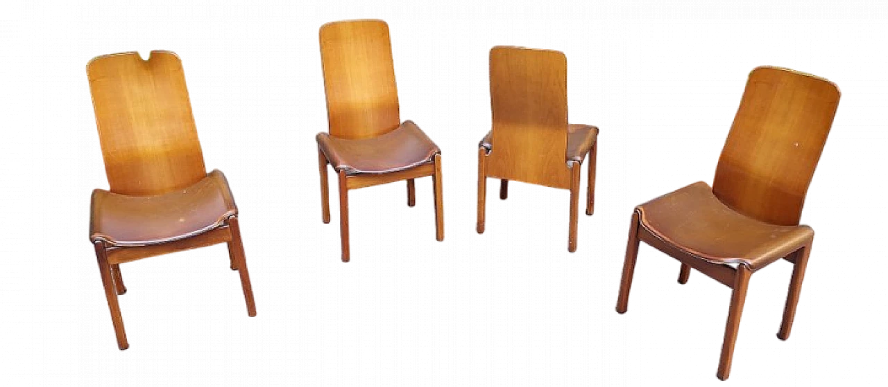 4 Fiorenza chairs by Tito Agnoli for Molteni, 1970s 6