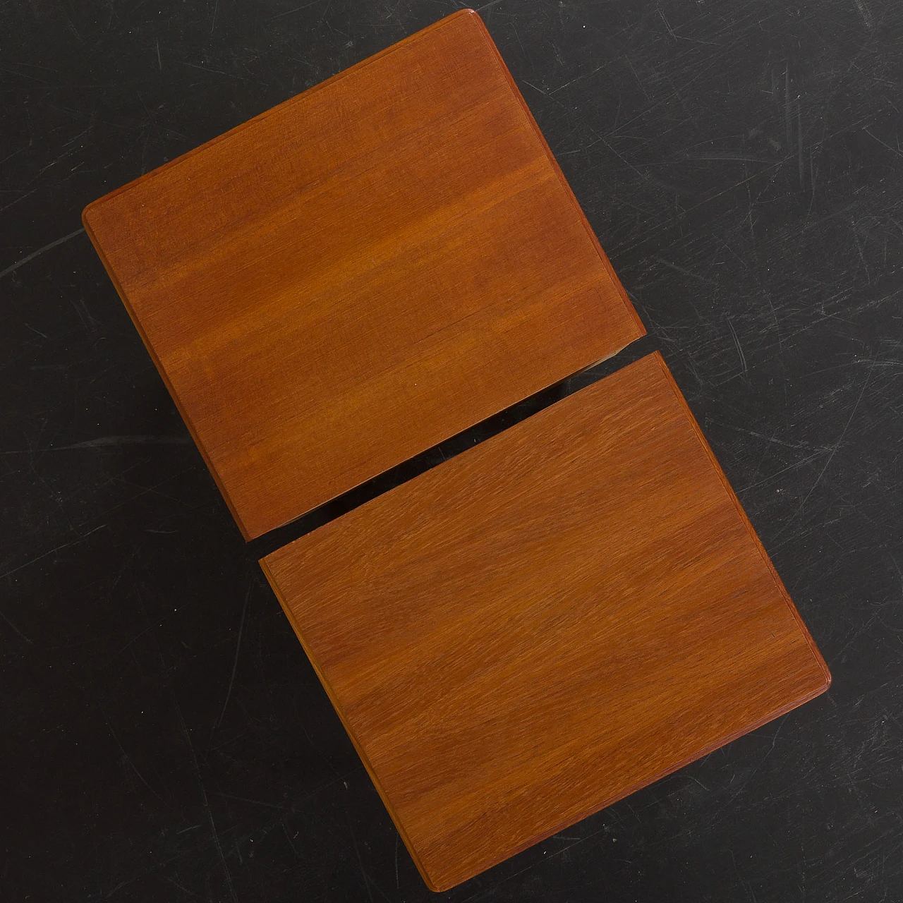 Pair of Danish teak bedside tables with rosewood inlays, 1960s 8