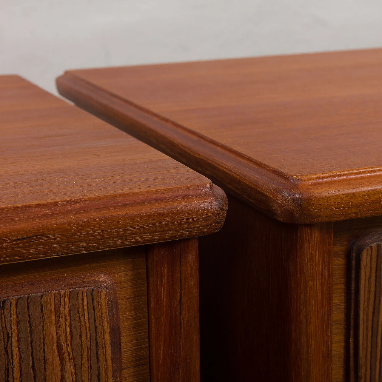 Pair of Danish teak bedside tables with rosewood inlays, 1960s 10