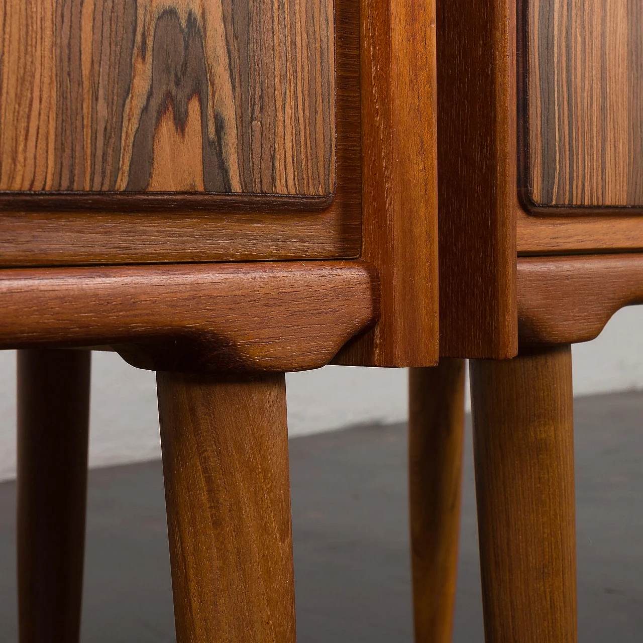 Pair of Danish teak bedside tables with rosewood inlays, 1960s 15