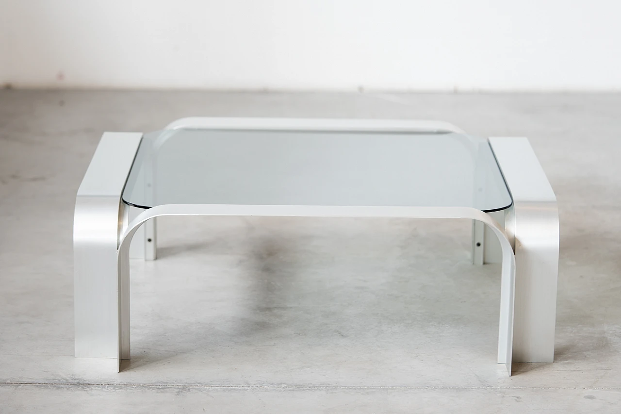 German aluminum and smoked glass coffee table, 1970s 2