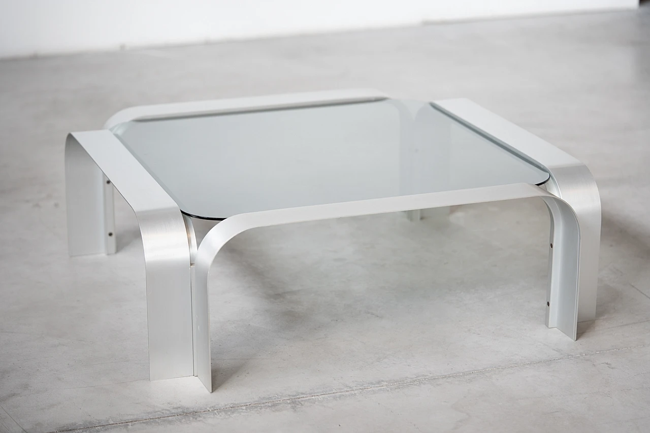 German aluminum and smoked glass coffee table, 1970s 10